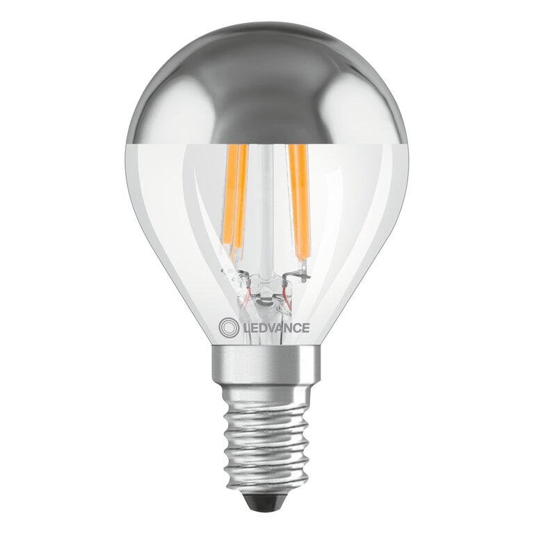 Osram / Ledvance LED Filament Tropfen P verspiegelt silber 300° Performance 4-31W/827 warmweiß 350lm E14 220-240V