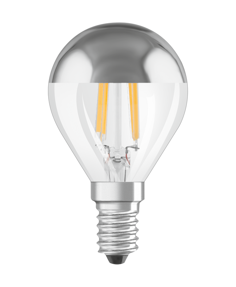 Osram / Ledvance LED Filament Tropfen P verspiegelt silber 300° Performance 4-31W/827 warmweiß 350lm E14 220-240V