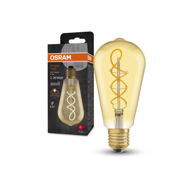 Osram / Ledvance LED Filament Vintage 1906 Edison gold 300° 4-28W/820 extra warmweiß 300lm E27 220-240V