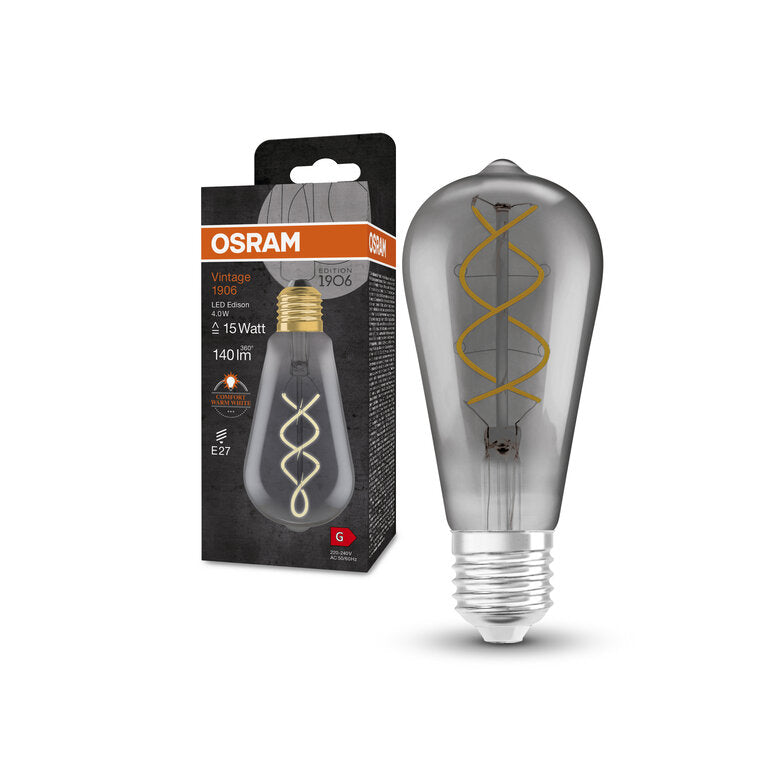 Osram / Ledvance LED Filament Vintage 1906 Edison rauchig 330° 4-15W/818 extra warmweiß 140lm E27 220-240V