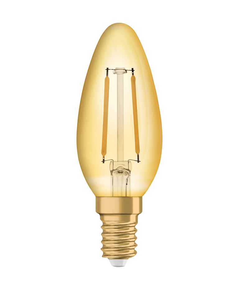 Osram / Ledvance LED Filament Vintage 1906 Kerze B gold 300° 2,5-22W/824 extra warmweiß 220lm E14 220-240V
