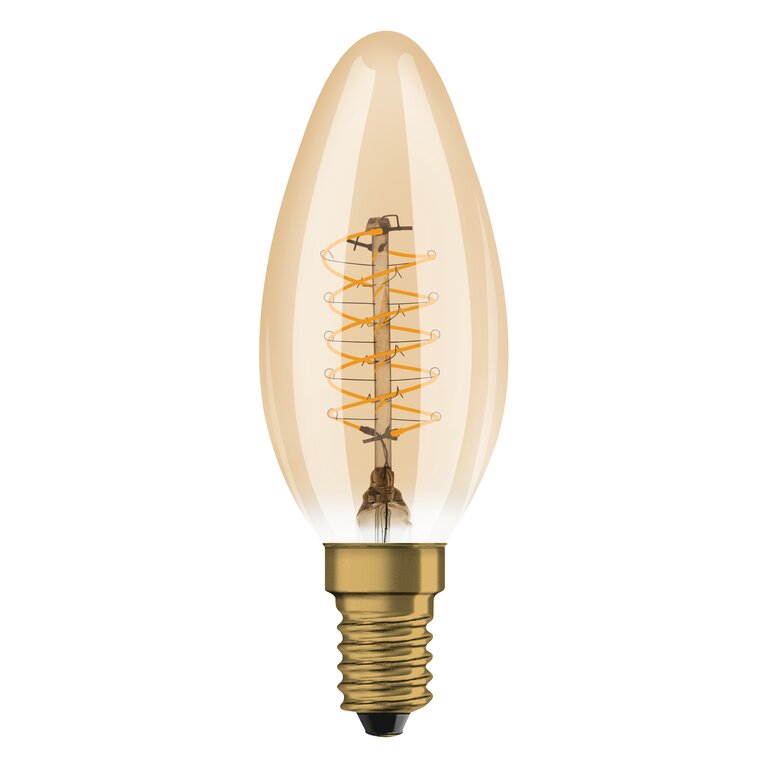 Osram / Ledvance LED Filament Vintage 1906 Kerze B gold 320° 3,4-25W/822 extra warmweiß 250lm E14 220-240V dimmbar