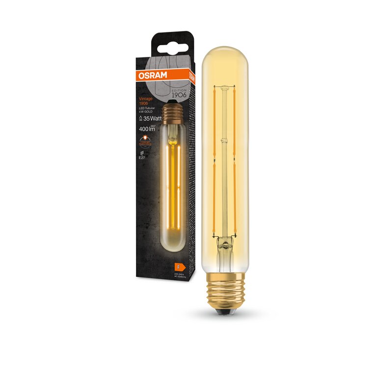 Osram / Ledvance LED Filament Vintage 1906 Tubular gold 300° 4-35W/820 extra warmweiß 400lm E27 220-240V