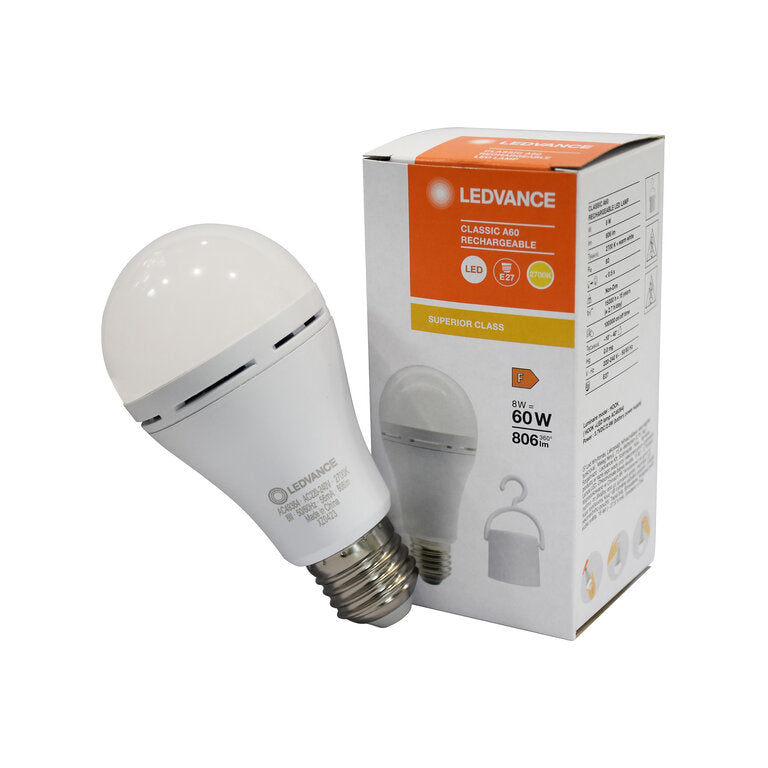 Osram / Ledvance LED Classic A matt 180° Rechargeable 8-60W/827 warmweiß 806lm E27 AC/DC 220-240V