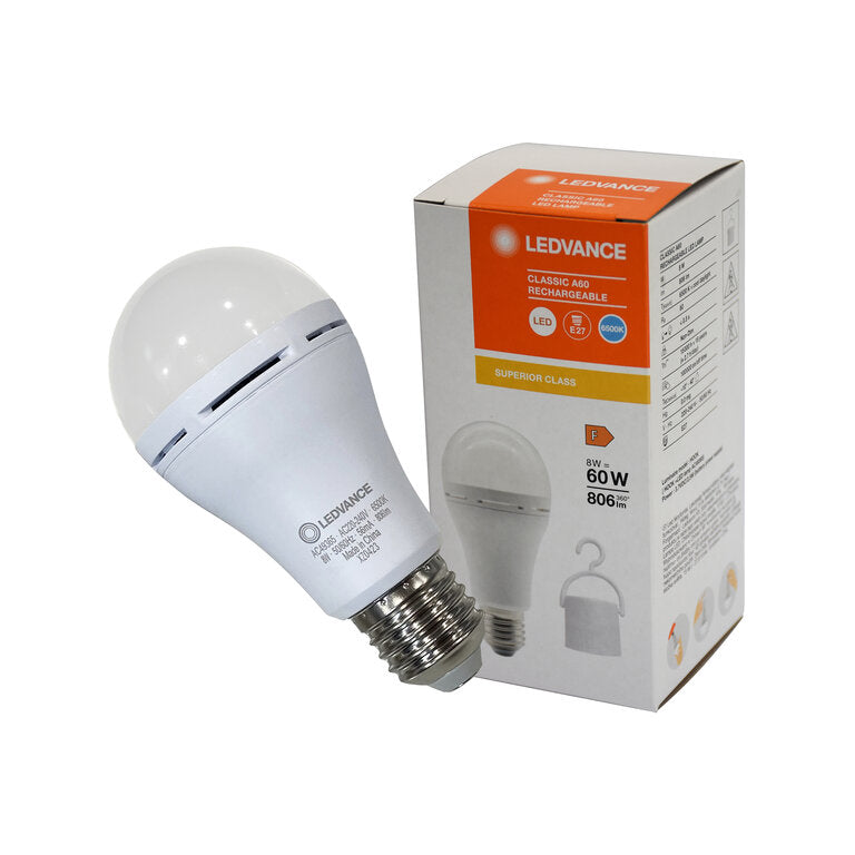 Osram / Ledvance LED Classic A matt 180° Rechargeable 8-60W/865 kaltweiß 806lm E27 AC/DC 220-240V