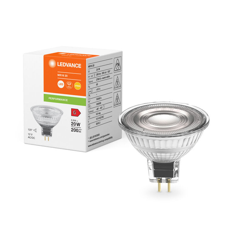 Osram / Ledvance LED Reflektor MR16 120° Performance 2,6-20W/827 warmweiß 200lm GU5.3 12V