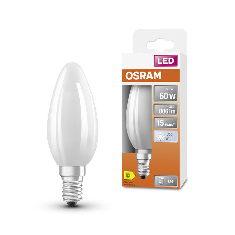 Osram / Ledvance LED Filament Star Kerze B matt 300° 5,5-60W/840 kaltweiß 806lm E14 220-240V