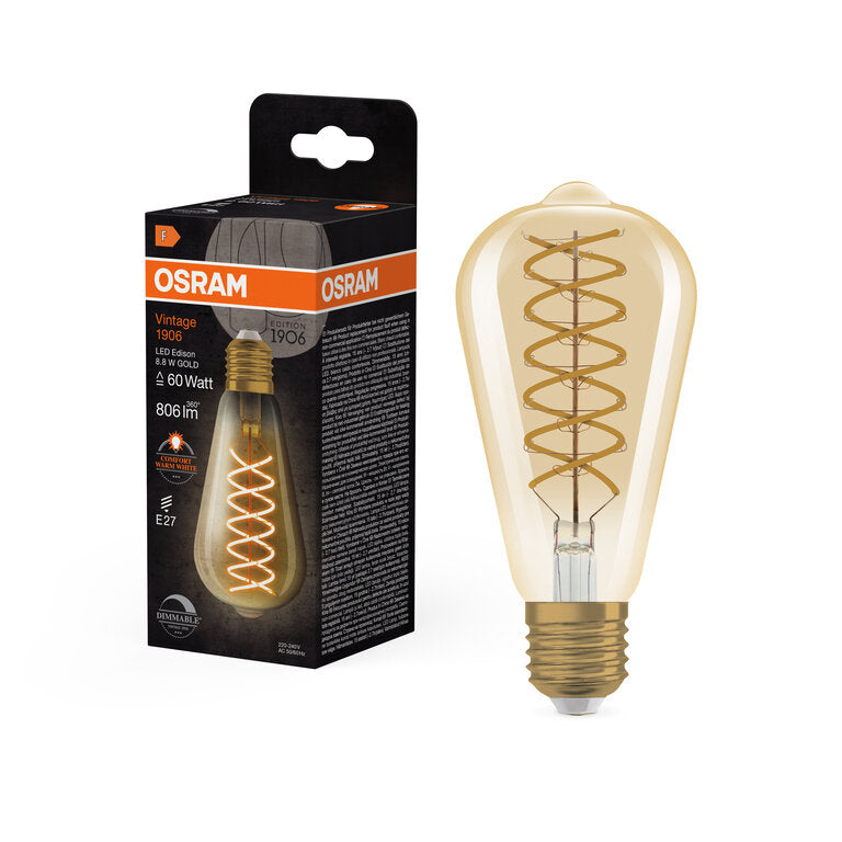 Osram / Ledvance LED Filament Vintage 1906 Edison ST klar 300° 8,8-60W/824 extra warmweiß 806lm E27 220-240V dimmbar