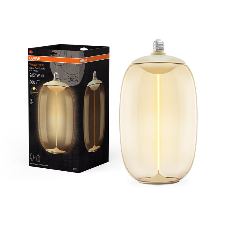 Osram / Ledvance LED Filament Magnet Vintage 1906 Big Elipse Oval G klar 320° 4-27W/827 warmweiß 280lm E27 220-240V