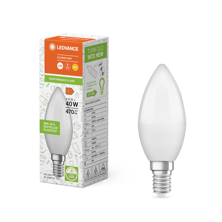 Osram / Ledvance LED Classic B matt 220° Performance 4,9-40W/827 warmweiß 470lm E14 220-240V