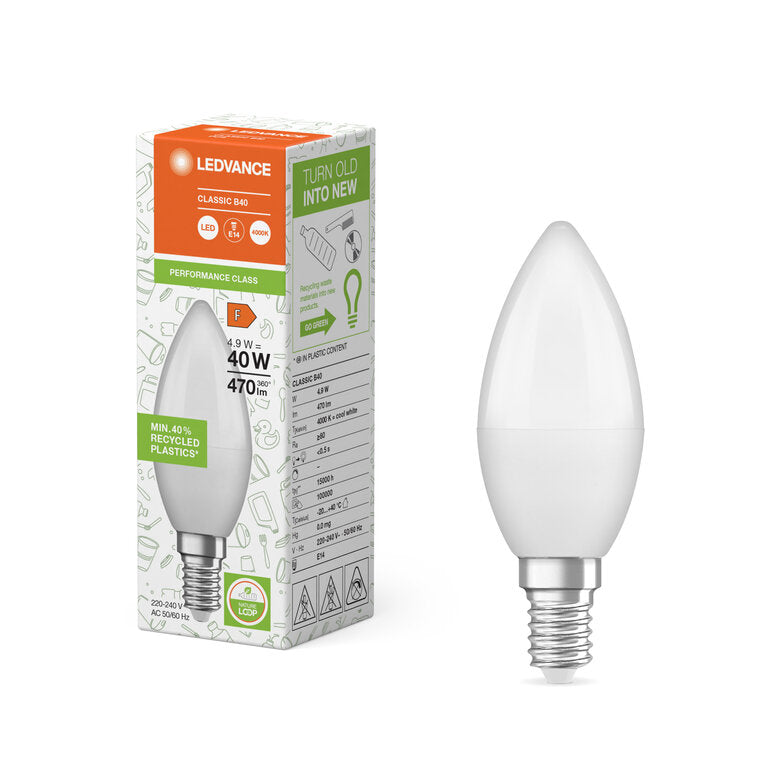 Osram / Ledvance LED Classic B matt 220° Performance 4,9-40W/840 kaltweiß 470lm E14 220-240V