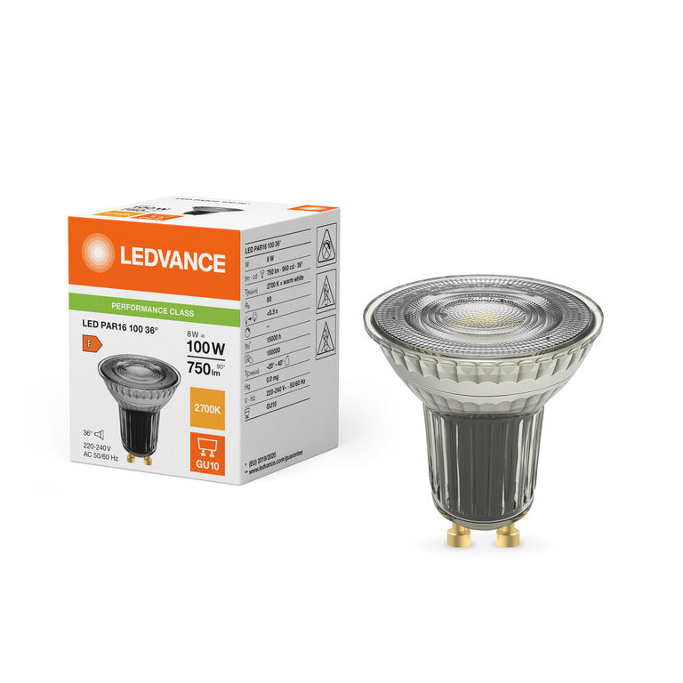 Osram / Ledvance LED Spot PAR16 36° Performance 8-100W/827 warmweiß 750lm GU10 220-240V