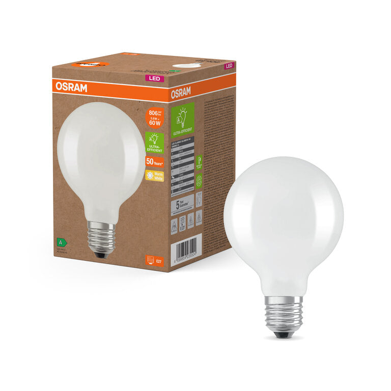 Osram / Ledvance LED Filament Globe G95 matt 300° UltraEfficient 3,8-60W/827 warmweiß 806lm E27 220-240V