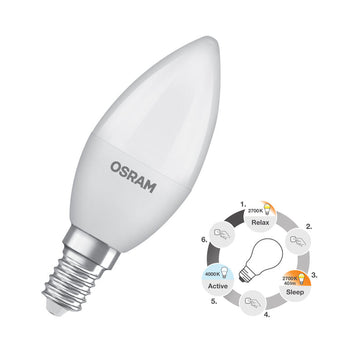 Osram / Ledvance LED Superstar Kerze B matt 200° 3xclick Relax/Active/Sleep 4,9-40W/827…840 warmweiß…kaltweiß 470lm E14 220-240V