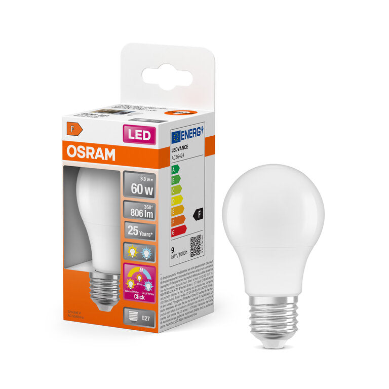 Osram / Ledvance LED Superstar Classic A matt 200° 3xclick Relax/Active/Sleep 8,8-60W/827…840 warmweiß…kaltweiß 806lm E27 220-240V