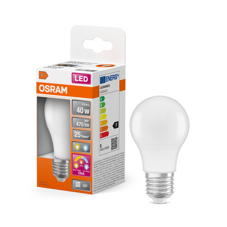 Osram / Ledvance LED Superstar Classic A matt 200° 3xclick Relax/Active/Sleep 4,9-40W/827…840 warmweiß…kaltweiß 470lm E27 220-240V