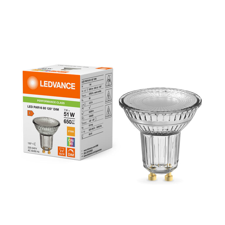 Osram / Ledvance LED Spot PAR16 120° Performance 7-51W/927 warmweiß 650lm GU10 220-240V dimmbar