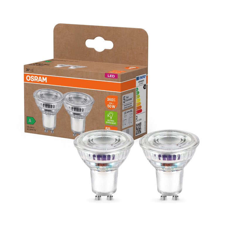 Osram / Ledvance LED Spot PAR16 36° UltraEfficient 2-50W/827 warmweiß 360lm GU10 220-240V 2er Pack