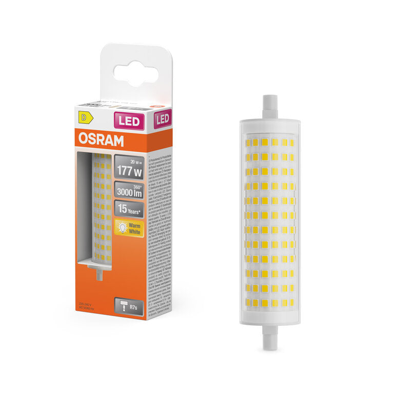 Osram / Ledvance LED Tube klar 300° Line 20-177W/830 warmweiß 3000lm R7s 220-240V 118mm