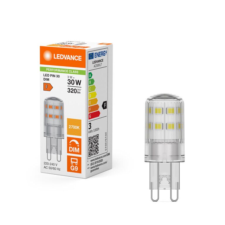 Osram / Ledvance LED Pin klar 300° Performance 3-30W/827 warmweiß 320lm G9 220-240V dimmbar
