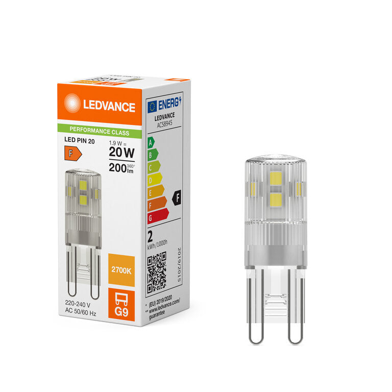 Osram / Ledvance LED Pin klar 300° Performance 1,9-20W/827 warmweiß 200lm G9 220-240V