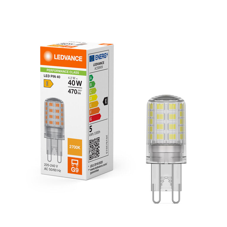 Osram / Ledvance LED Pin klar 300° Performance 4,2-40W/827 warmweiß 470lm G9 220-240V