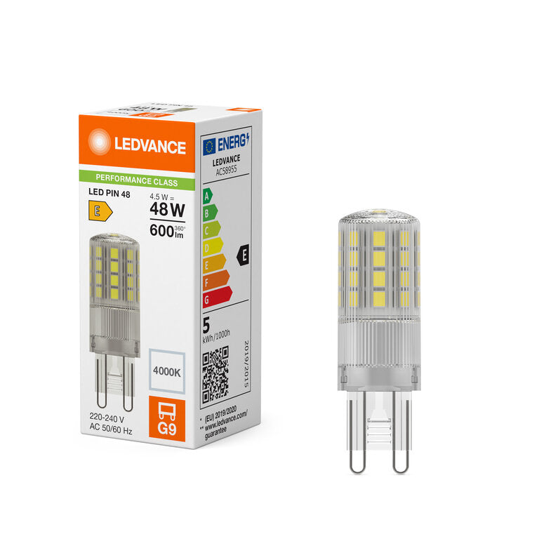 Osram / Ledvance LED Pin klar 320° Performance 4,5-48W/840 kaltweiß 600lm G9 220-240V