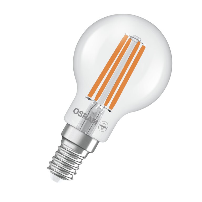 Osram / Ledvance LED Filament Tropfen P klar 320° UltraEfficient 3,8-60W/827 warmweiß 806lm E14 220-240V