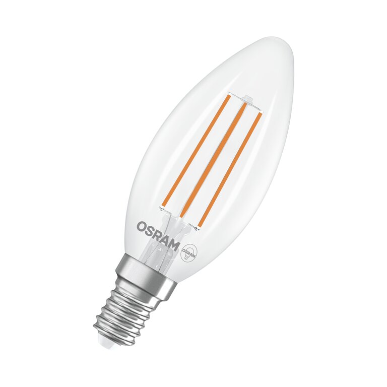 Osram / Ledvance LED Filament Kerze B klar 320° UltraEfficient 2,2-40W/827 warmweiß 470lm E14 220-240V 2er Pack