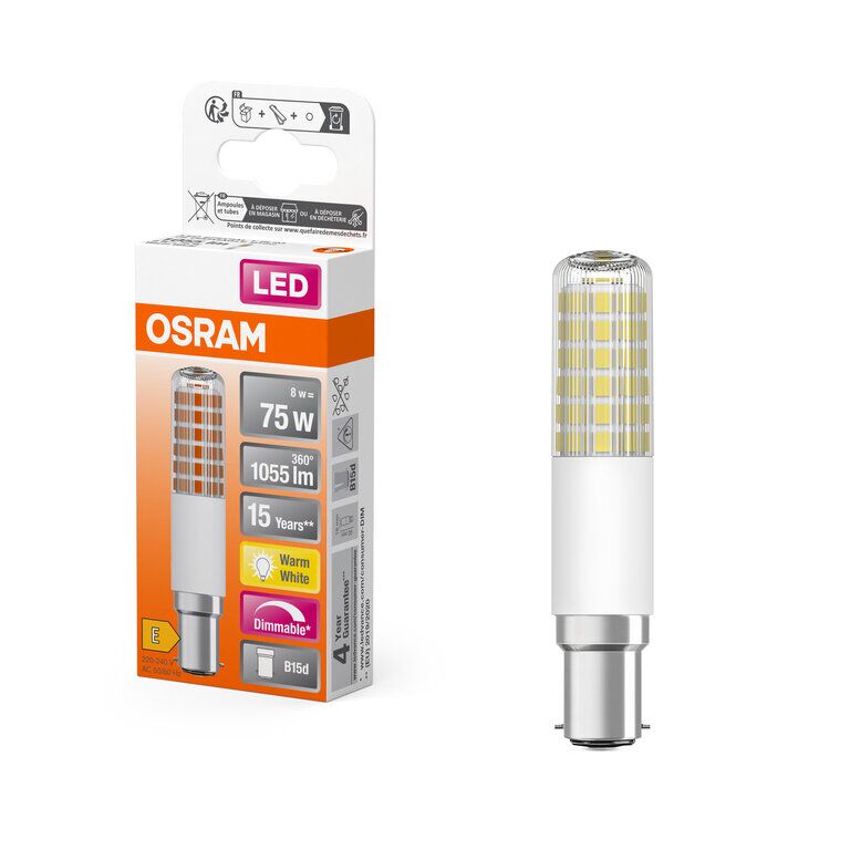 Osram / Ledvance LED Special T Slim T 320° 8-75W/827 warmweiß 1055lm B15d 220-240V 90mm dimmbar