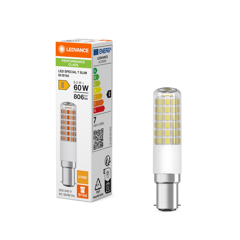 Osram / Ledvance LED Special T 320° Performance 6,5-60W/827 warmweiß 806lm B15d 220-240V