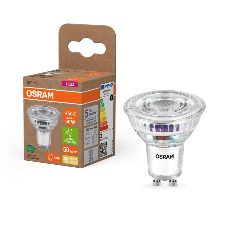 Osram / Ledvance LED Spot PAR16 100° UltraEfficient 2,5-50W/827 warmweiß 450lm GU10 220-240V