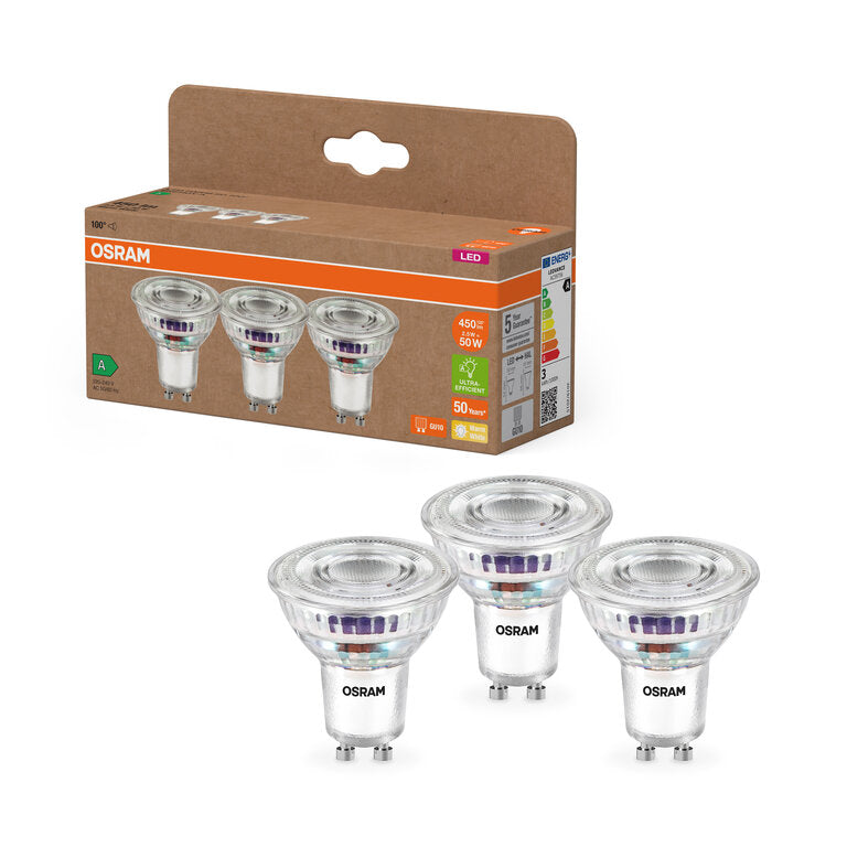 Osram / Ledvance LED Spot PAR16 100° UltraEfficient 2,5-50W/827 warmweiß 450lm GU10 220-240V 3er Pack