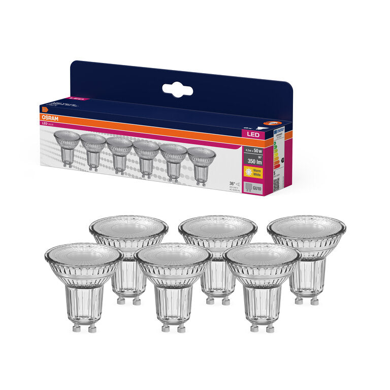 Osram / Ledvance LED Spot PAR16 36° Value 4,3-50W/827 warmweiß 350lm GU10 220-240V 6er Pack