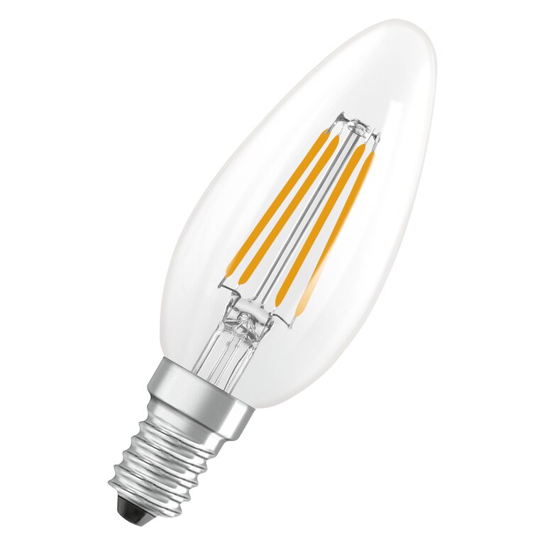 Osram / Ledvance LED Filament Kerze B klar 330° UltraEfficient 2,2-40W/827 warmweiß 470lm E14 220-240V 3er Pack