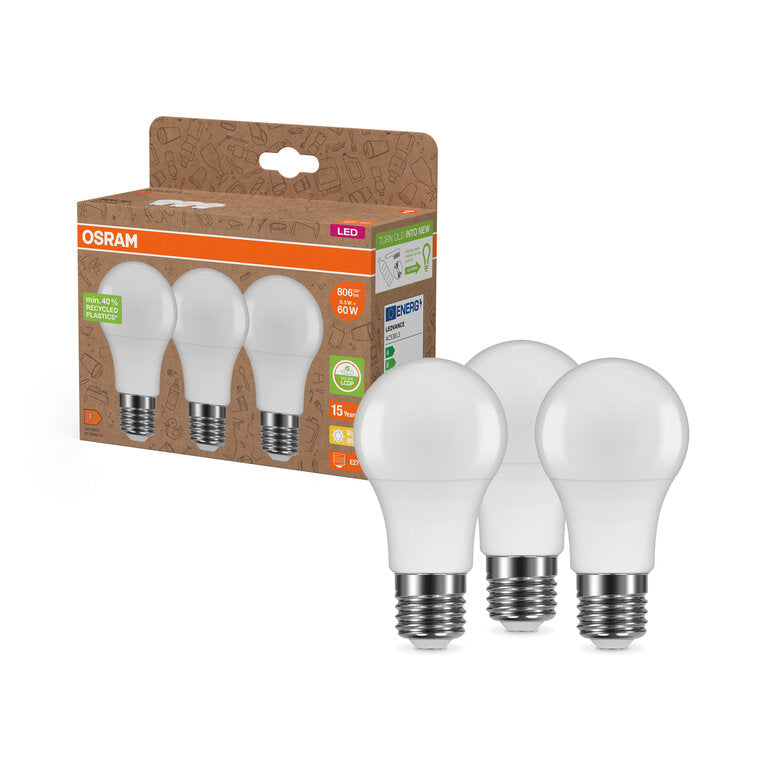 Osram / Ledvance LED Star Classic A matt 200° 8,5-60W/827 warmweiß 806lm E27 220-240V 3er Pack