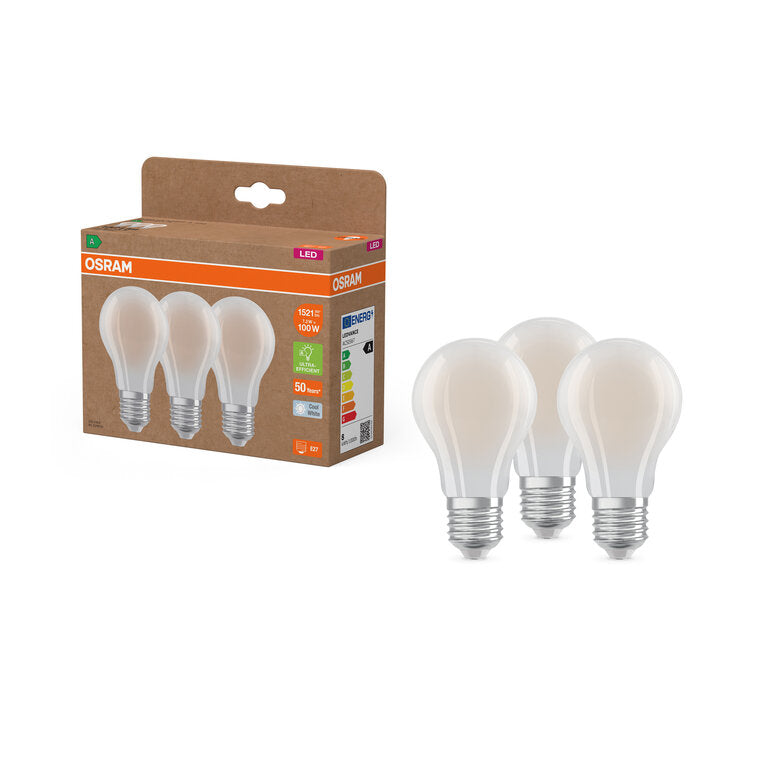 Osram / Ledvance LED Classic A matt 320° UltraEfficient 7,2-100W/840 kaltweiß 1521lm E27 220-240V 3er Pack