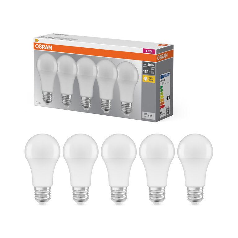Osram / Ledvance LED Base Classic A matt 150° 13-100W/827 warmweiß 1521lm E27 220-240V 5er Pack