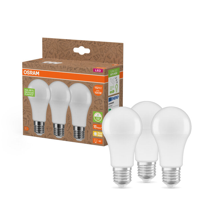 Osram / Ledvance LED Star Classic A matt 200° 14-100W/827 warmweiß 1521lm E27 220-240V 3er Pack
