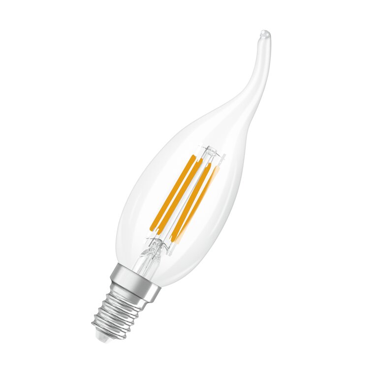 Osram / Ledvance LED Filament Superstar Kerze BA klar Windstoß 320° 3,4-40W/827 warmweiß 470lm E14 220-240V dimmbar
