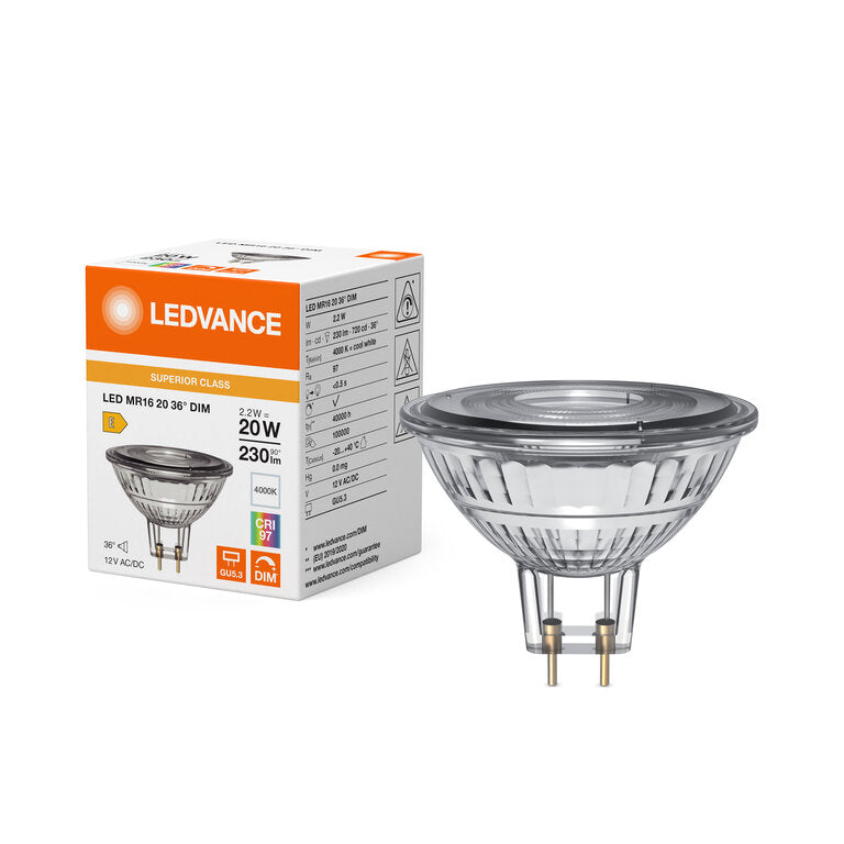 Osram / Ledvance LED Spot MR16 36° Superior 2,2-20W/940 kaltweiß 230lm GU5.3 12V dimmbar