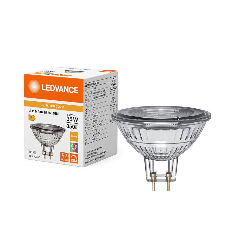 Osram / Ledvance LED Spot MR16 36° Superior 3,4-35W/927 warmweiß 350lm GU5.3 12V dimmbar