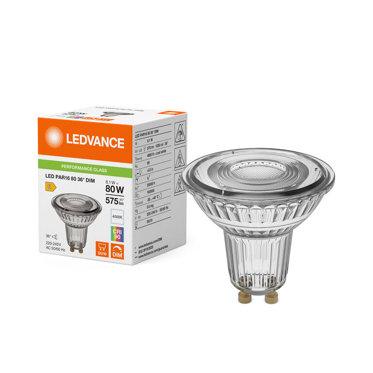 Osram / Ledvance LED Spot PAR16 36° Performance 6,1-80W/940 kaltweiß 575lm GU10 220-240V dimmbar