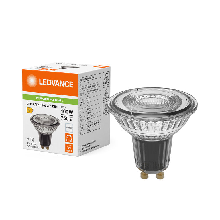 Osram / Ledvance LED Spot PAR16 36° Performance 7-100W/840 kaltweiß 750lm GU10 220-240V dimmbar