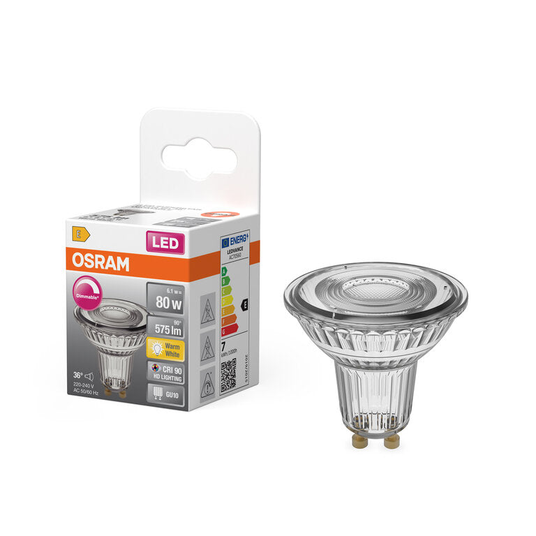 Osram / Ledvance LED Superstar Spot PAR16 36° 6,1-80W/927 warmweiß 575lm GU10 220-240V dimmbar