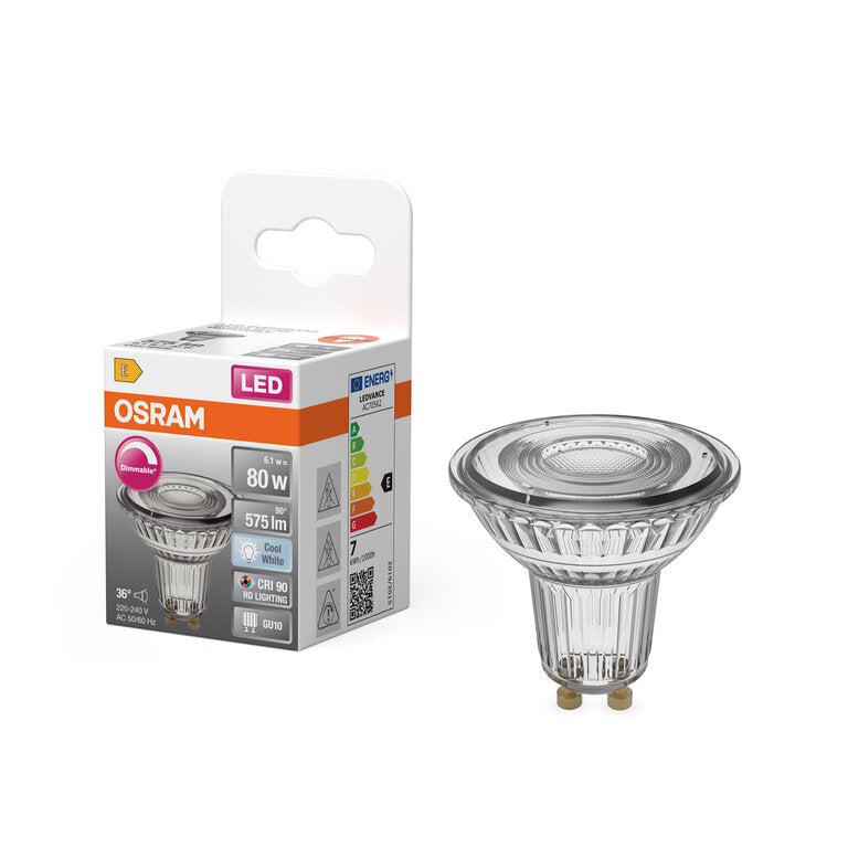 Osram / Ledvance LED Superstar Spot PAR16 36° 6,1-80W/940 kaltweiß 575lm GU10 220-240V dimmbar