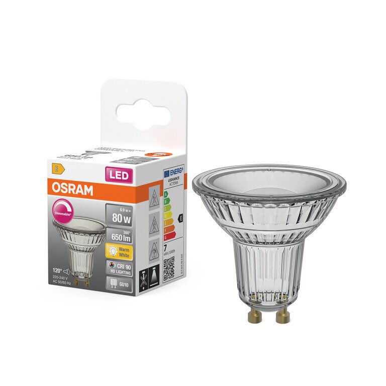 Osram / Ledvance LED Superstar Spot PAR16 120° 6,9-51 W/927 warmweiß 650lm GU10 220-240V dimmbar