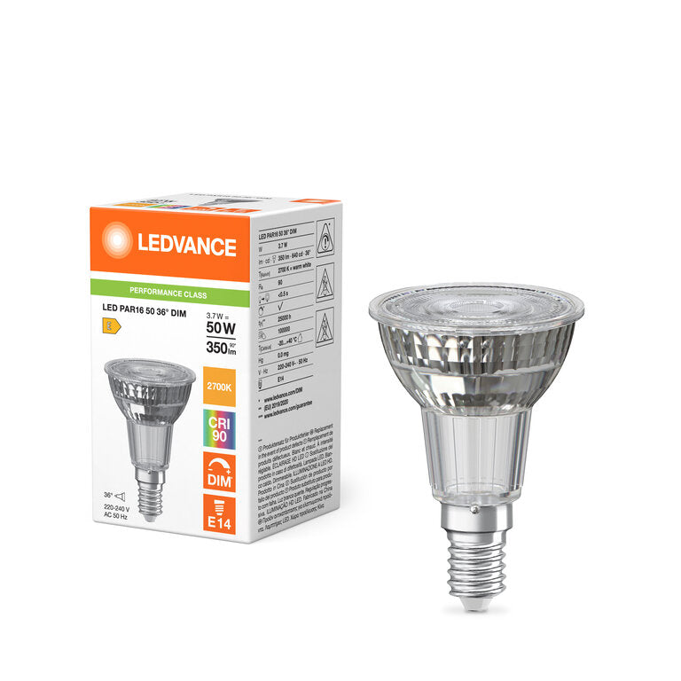Osram / Ledvance LED Spot PAR16 36° Performance 3,7-50W/927 warmweiß 350lm E14 220-240V dimmbar