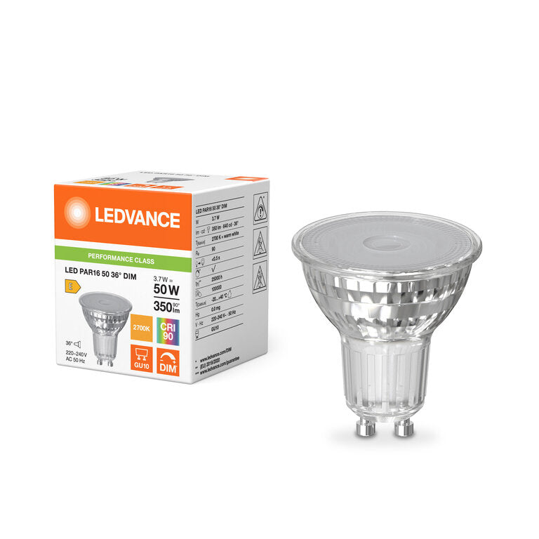 Osram / Ledvance LED Spot PAR16 36° Performance 3,7-50W/927 warmweiß 350lm GU10 220-240V dimmbar