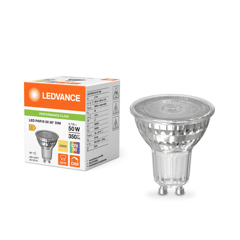 Osram / Ledvance LED Spot PAR16 36° Performance 3,7-50W/930 warmweiß 350lm GU10 220-240V dimmbar